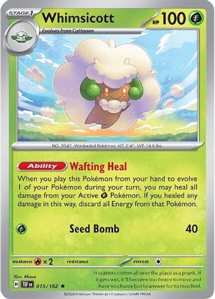 Whimsicott 015 - Reverse Holofoil SV05 Temporal Forces - Rare