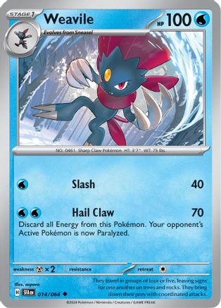 Weavile 014 - Reverse Holofoil SV Shrouded Fable - Uncommon