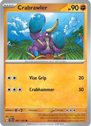 Crabrawler 087 - Reverse Holofoil SV07 Stellar Crown - Common