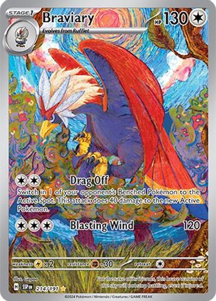 Braviary 214/191 - Holofoil SV08 Surging Sparks - Illustration Rare