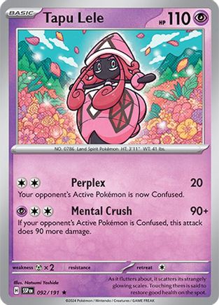 Tapu Lele 092 - Holofoil SV08 Surging Sparks - Rare
