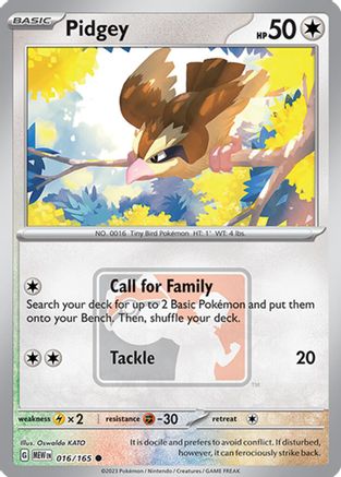 Pidgey 016/165 - Reverse Holofoil League & Championship Cards - Common