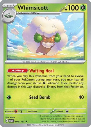 Whimsicott 008 - Reverse Holofoil SV Prismatic Evolutions - Rare