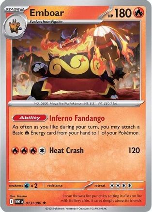 Emboar 013 - Reverse Holofoil SV White Flare - Rare