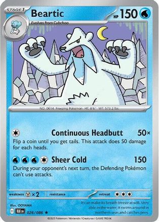 Beartic 026 - Reverse Holofoil SV Black Bolt - Rare