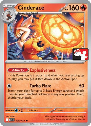Cinderace 028/132 - Holofoil Prize Pack Series Cards - Rare