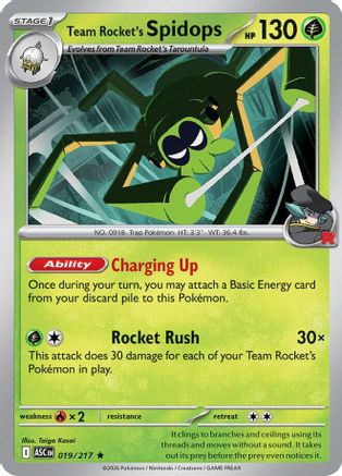 Team Rocket's Spidops 019 - Reverse Holofoil ME Ascended Heroes - Rare