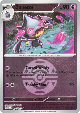 Banette 091/217 - Reverse Holofoil ME Ascended Heroes - Uncommon