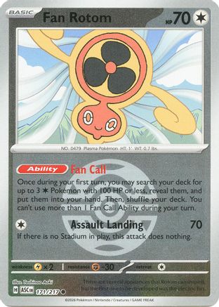 Fan Rotom 171/217 - Reverse Holofoil ME Ascended Heroes - Common