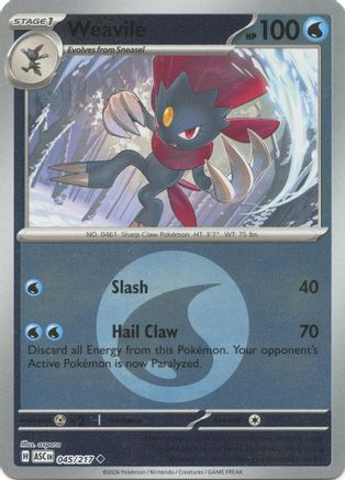 Weavile 045/217 - Reverse Holofoil ME Ascended Heroes - Uncommon