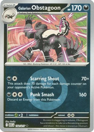 Galarian Obstagoon 132/217 - Reverse Holofoil ME Ascended Heroes - Uncommon
