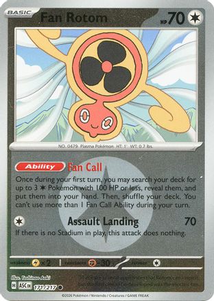 Fan Rotom 171/217 - Reverse Holofoil ME Ascended Heroes - Common