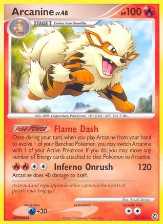 Arcanine 022/132 - Reverse Holofoil Secret Wonders - Rare