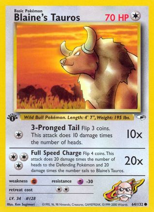 Blaine's Tauros 064 - 1st Edition Gym Heroes - Common