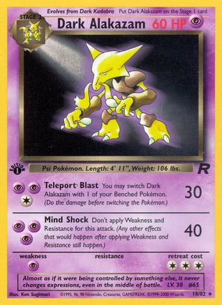 Dark Alakazam (18) 018 - 1st Edition Team Rocket - Rare