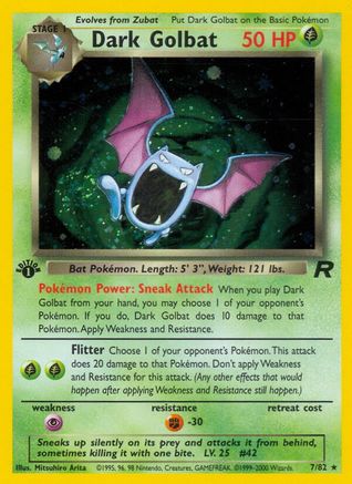 Dark Golbat (7) 007 - 1st Edition Holofoil Team Rocket - Holo Rare
