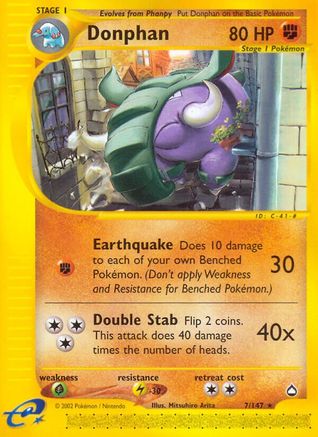 Donphan - Reverse Holofoil Aquapolis - Rare