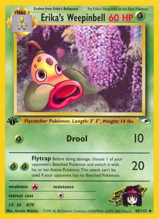 Erika's Weepinbell (48) 048 - 1st Edition Gym Heroes - Uncommon