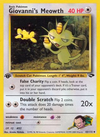 Giovanni's Meowth (43) 043 - 1st Edition Gym Challenge - Uncommon