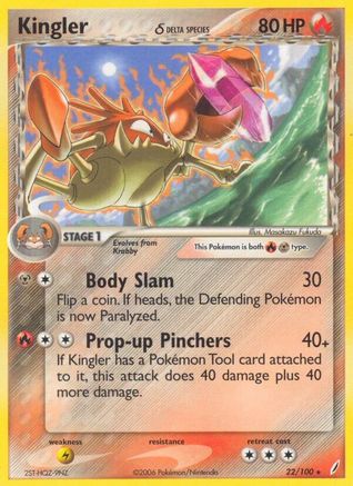 Kingler (Delta Species)/100 - Reverse Holofoil Crystal Guardians - Rare
