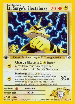 Lt. Surge's Electabuzz (6) 006 - 1st Edition Holofoil Gym Heroes - Holo Rare