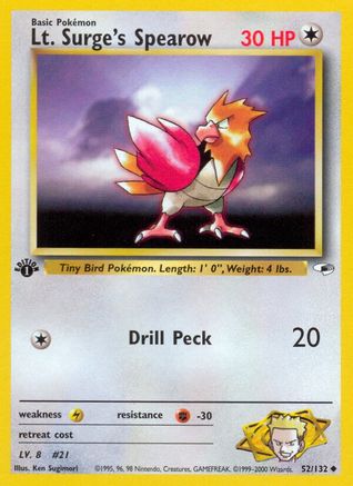 Lt. Surge's Spearow (52) 052 - 1st Edition Gym Heroes - Uncommon