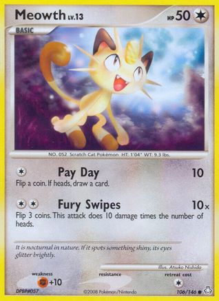 Meowth 106 - Reverse Holofoil Legends Awakened - Common