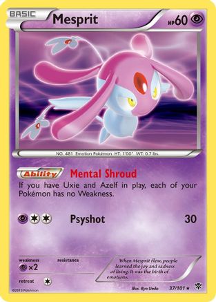 Mesprit 037 - Reverse Holofoil Plasma Blast - Holo Rare