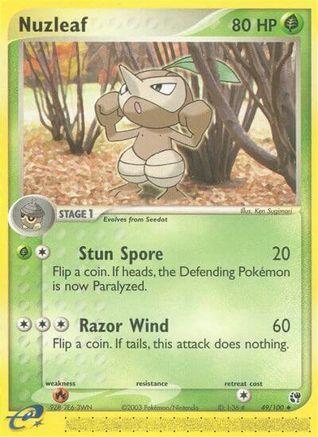 Nuzleaf - 49/100/100 - Reverse Holofoil Sandstorm - Uncommon