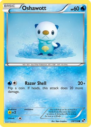 Oshawott (28) 028 - Reverse Holofoil Black and White - Common