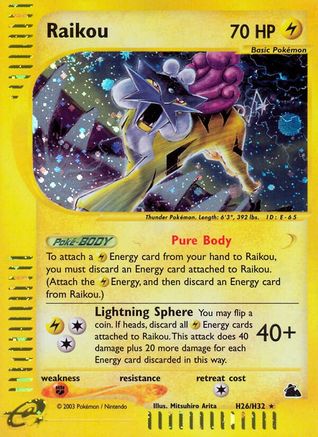 Raikou (H26) - Holofoil Skyridge - Holo Rare