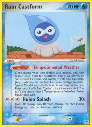 Rain Castform 026 - Reverse Holofoil Delta Species - Rare