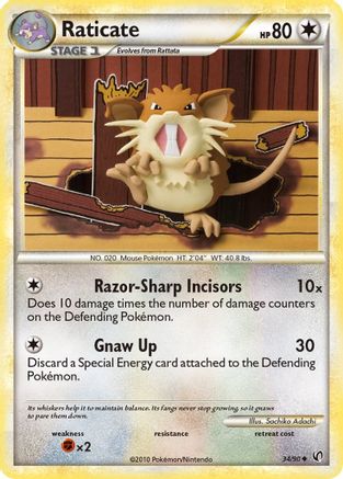 Raticate 034 - Reverse Holofoil Undaunted - Uncommon