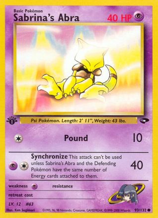 Sabrina's Abra (93) 093 - 1st Edition Gym Challenge - Common