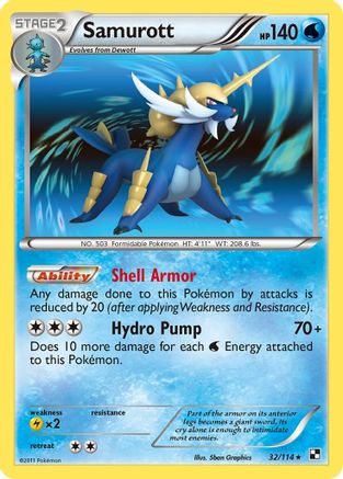 Samurott (32) 032/114 - Holofoil Black and White - Holo Rare