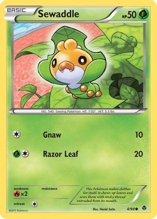 Sewaddle (4) - Reverse Holofoil Emerging Powers - Common