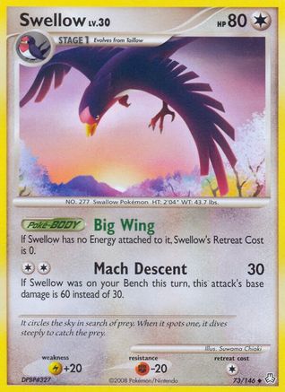 Swellow - Reverse Holofoil Legends Awakened - Uncommon