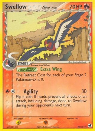 Swellow (Delta Species) Dragon Frontiers - Uncommon