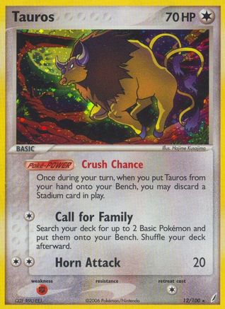 Tauros/100 - Reverse Holofoil Crystal Guardians - Holo Rare