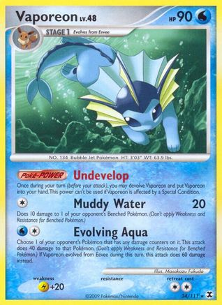 Vaporeon - Reverse Holofoil Rising Rivals - Rare