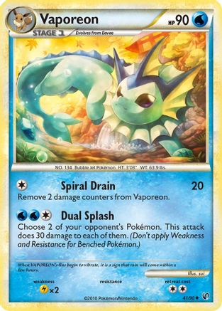 Vaporeon 041/90 - Reverse Holofoil Undaunted - Uncommon