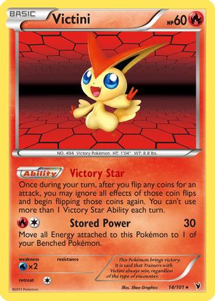 Victini (14) - Reverse Holofoil Noble Victories - Holo Rare