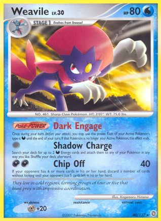 Weavile - Reverse Holofoil Secret Wonders - Rare