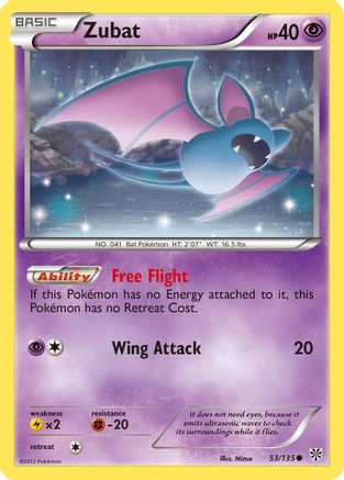 Zubat (53)/135 - Reverse Holofoil Plasma Storm - Common