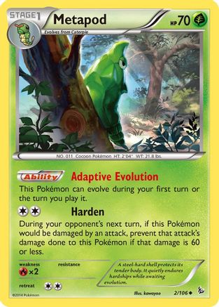 Metapod 002 - Reverse Holofoil XY Flashfire - Uncommon