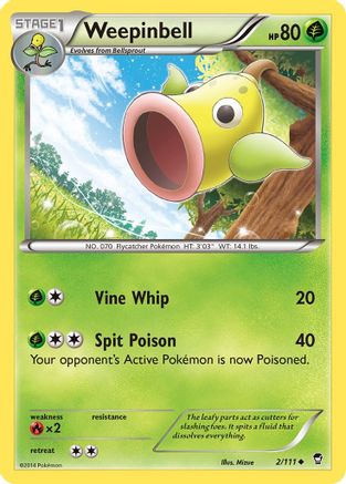Weepinbell 002 - Reverse Holofoil XY Furious Fists - Uncommon