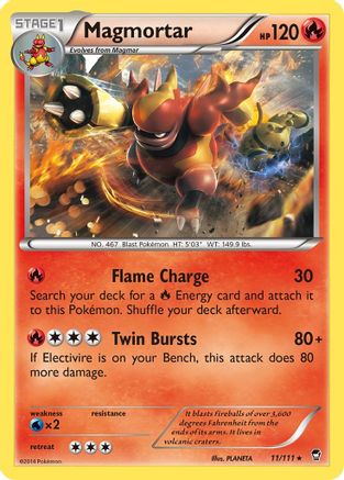 Magmortar 011 - Reverse Holofoil XY Furious Fists - Rare