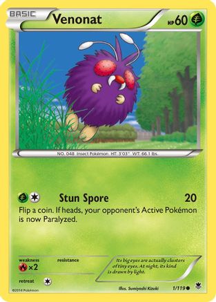 Venonat - Reverse Holofoil XY Phantom Forces - Common