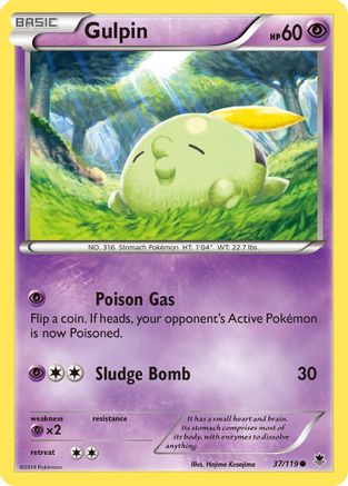 Gulpin 037 - Reverse Holofoil XY Phantom Forces - Common