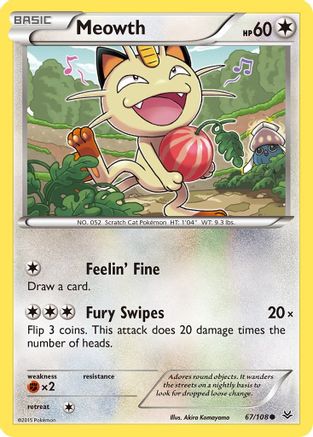 Meowth 067 - Reverse Holofoil XY Roaring Skies - Common